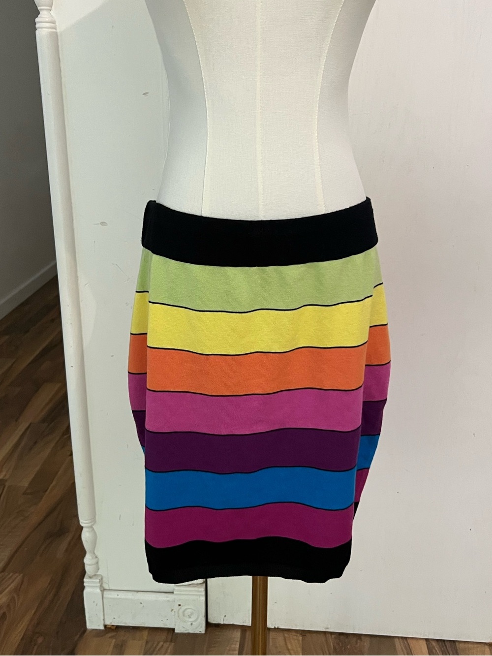 Plus Size Rainbow Striped Sweater Knit Skirt, XXL, Like New